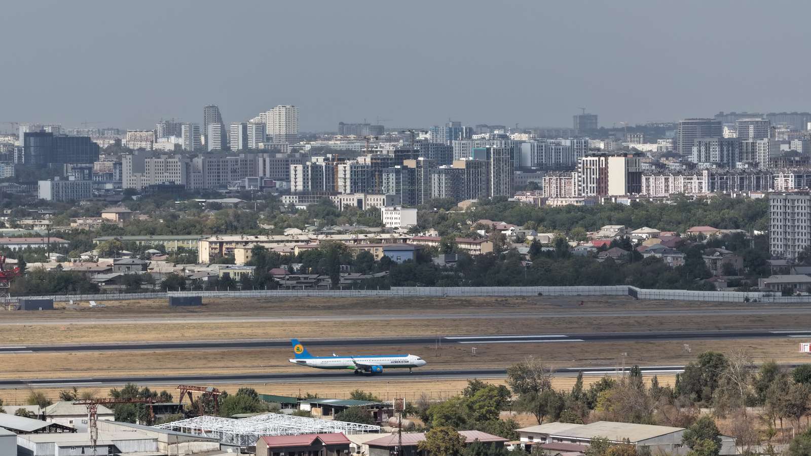 Tashkent airport and the city behind it
