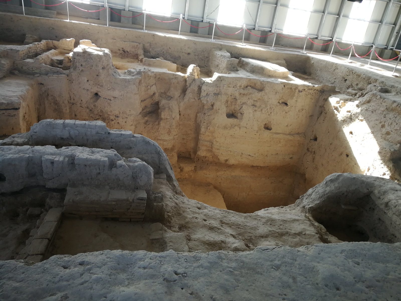 Excavated walls of Akhsikent under the protective roof