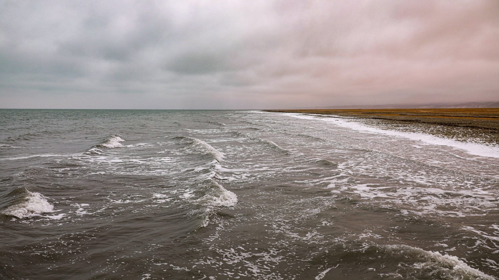 Waves on the Aral Sea shore, Karakalpakstan