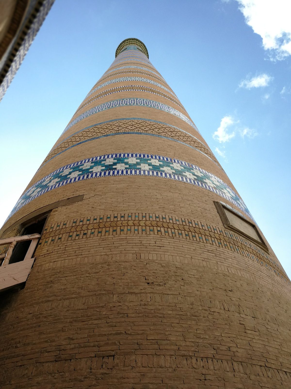 Bands of glazed tiles on the Islam Khoja minaret