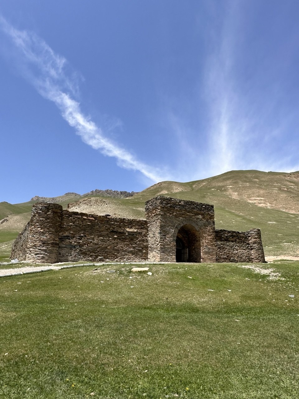 The stone caravanserai of Tash Rabat in summer