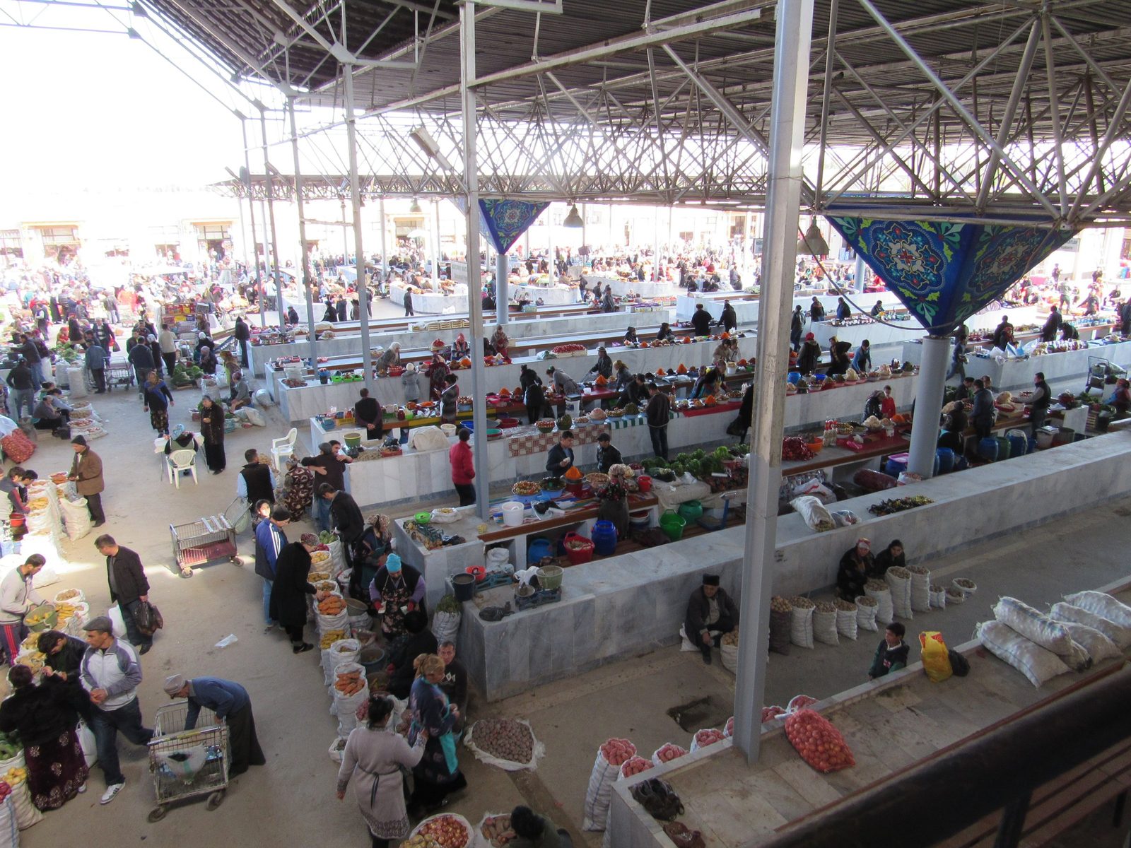 Inside the covered market hall of Siab Bazaar, Samarkand