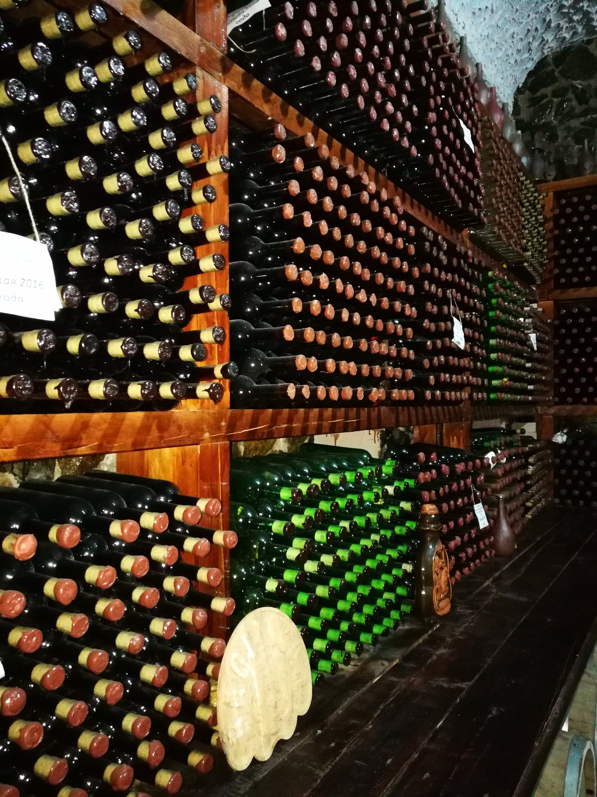 Racks of wine bottles in a wine cellar, Samarkand
