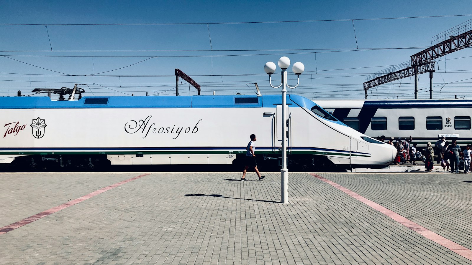 Afrosiyob high-speed train at the platform