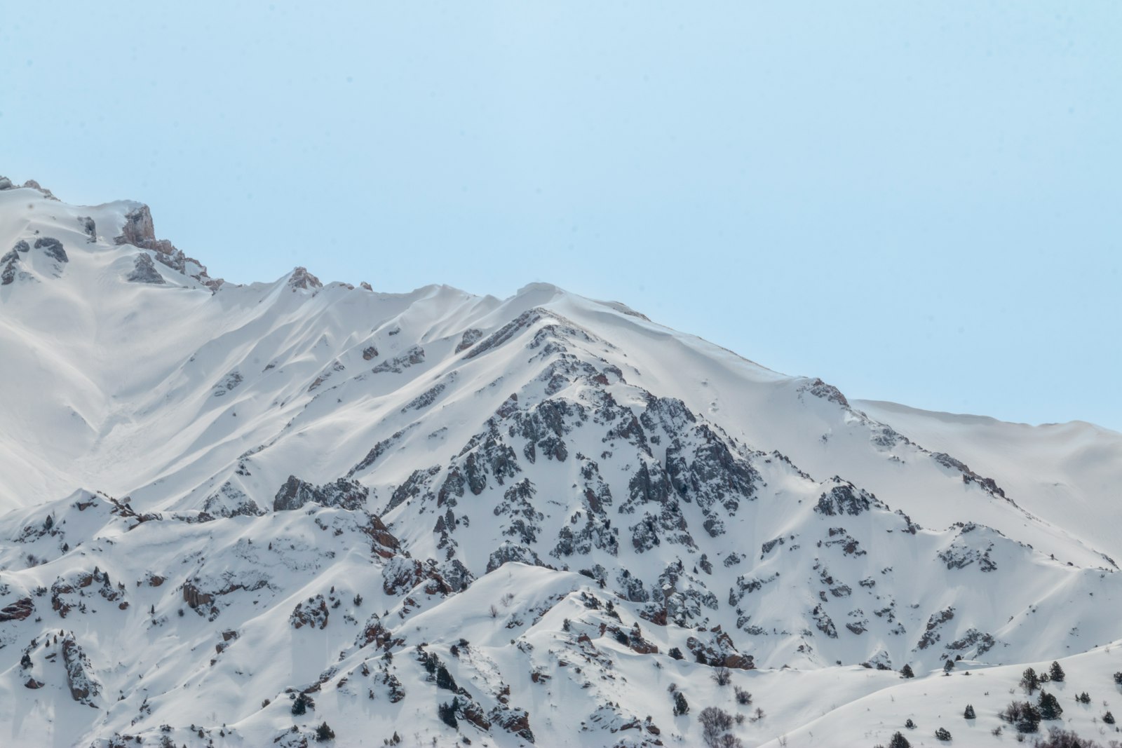 Snow-covered peaks of Chimgan in winter