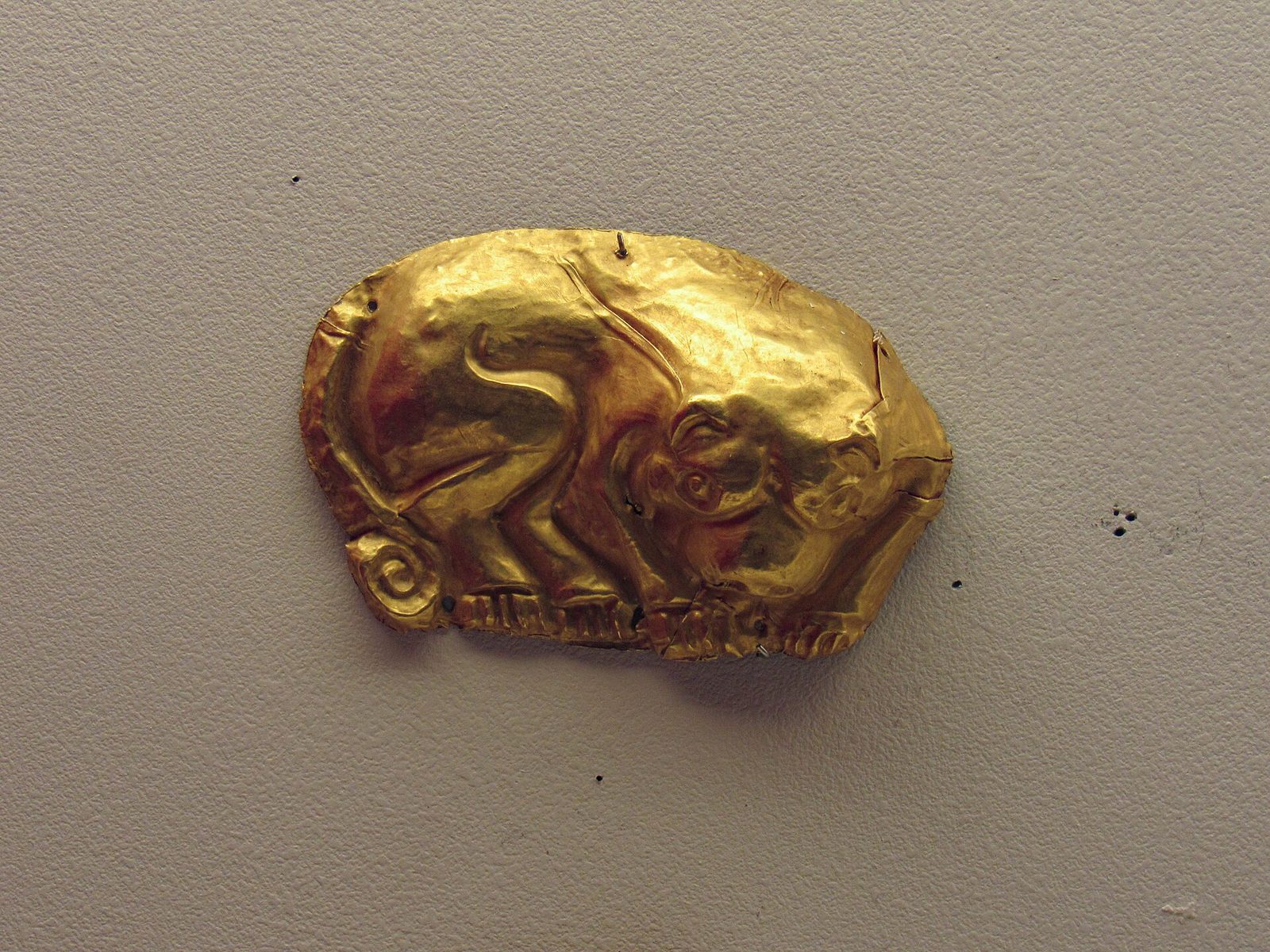 A gold plaque with an animal in the Hall of Gold, National Museum of Kazakhstan, Astana
