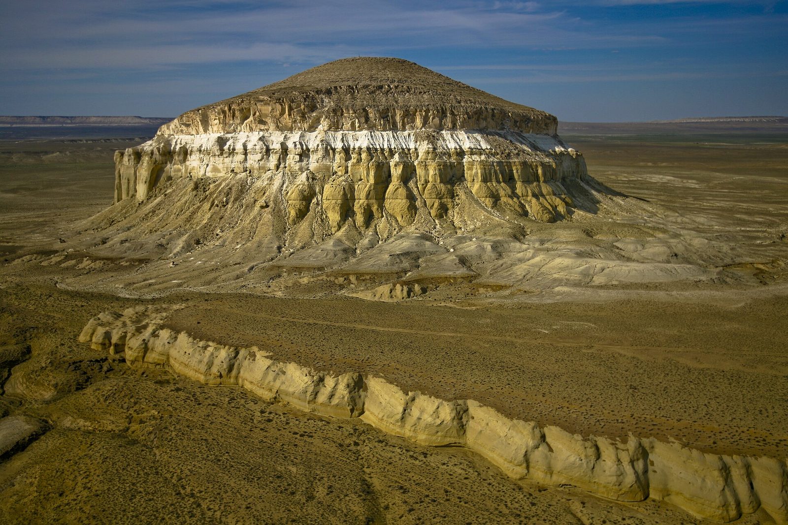 The mesa of Sherkala above the desert plain, Mangystau