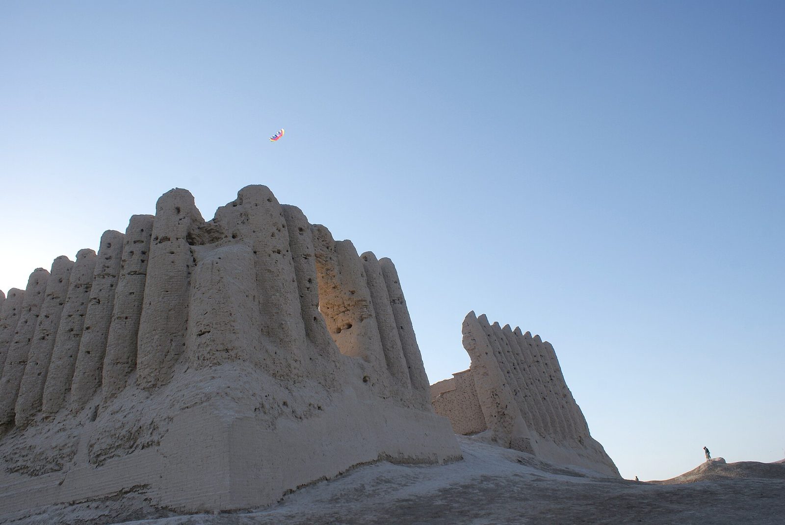 The ribbed clay walls of the Great Kyz Kala, Ancient Merv, Turkmenistan
